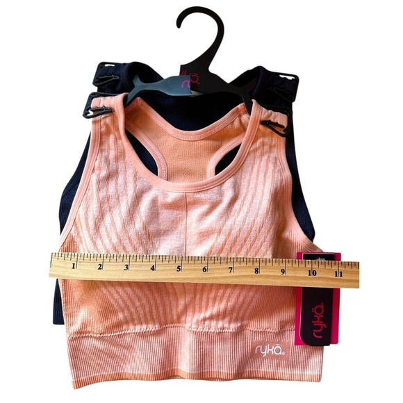 RYKA Women's 2 PACK Sports Bra Adjustable Removable Pads Size S Peach & Navy - Picture 5 of 6